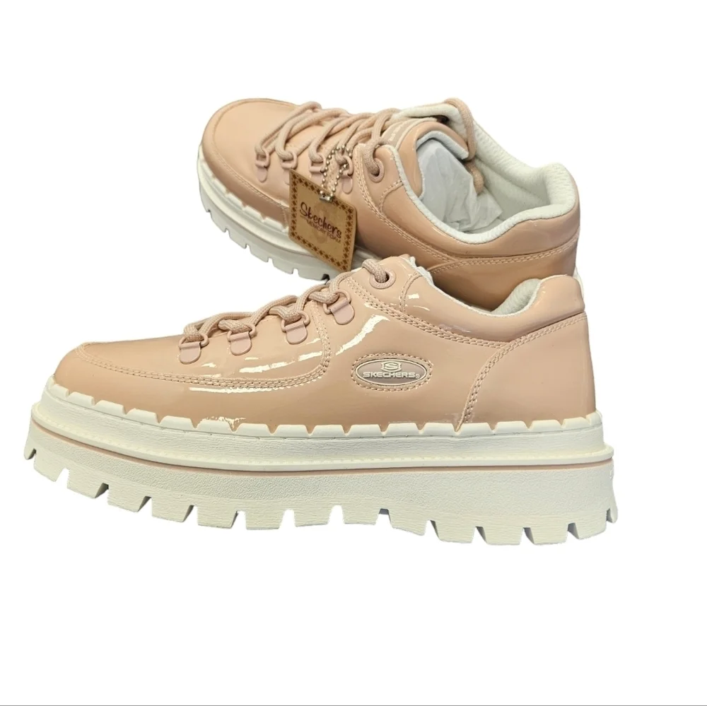 Skechers Jammers Cool Block Chunky Oxford Pale Pink Shoes NEW